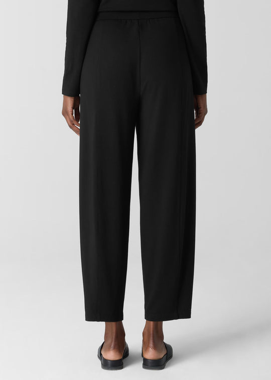 back view of plus size Eileen Fisher Stretch Jersey Knit Lantern Pant in Black