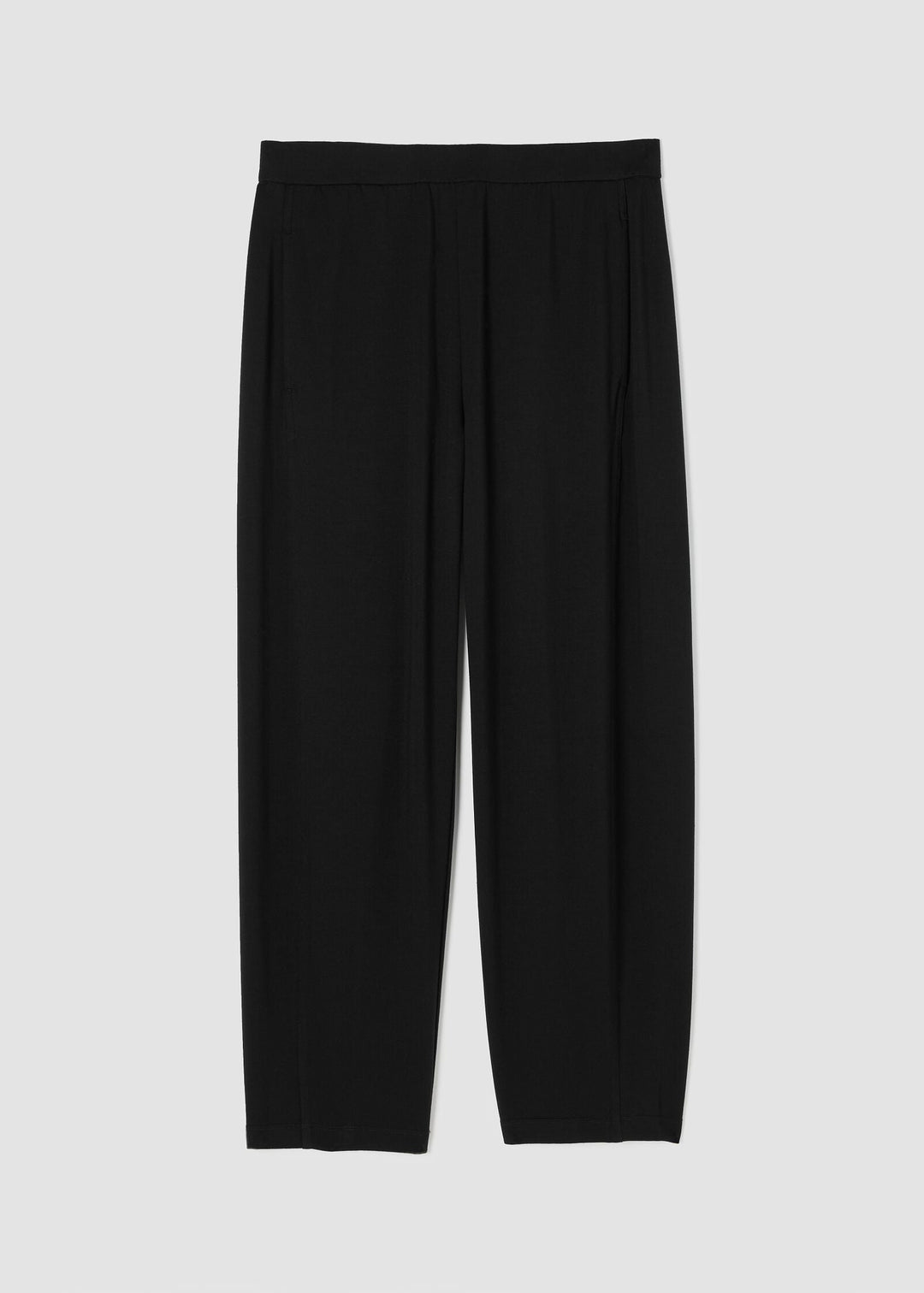 front view of plus size Eileen Fisher Stretch Jersey Knit Lantern Pant in Black