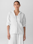 Eileen Fisher Lightweight Organic Cotton Terry Hoodie in White
