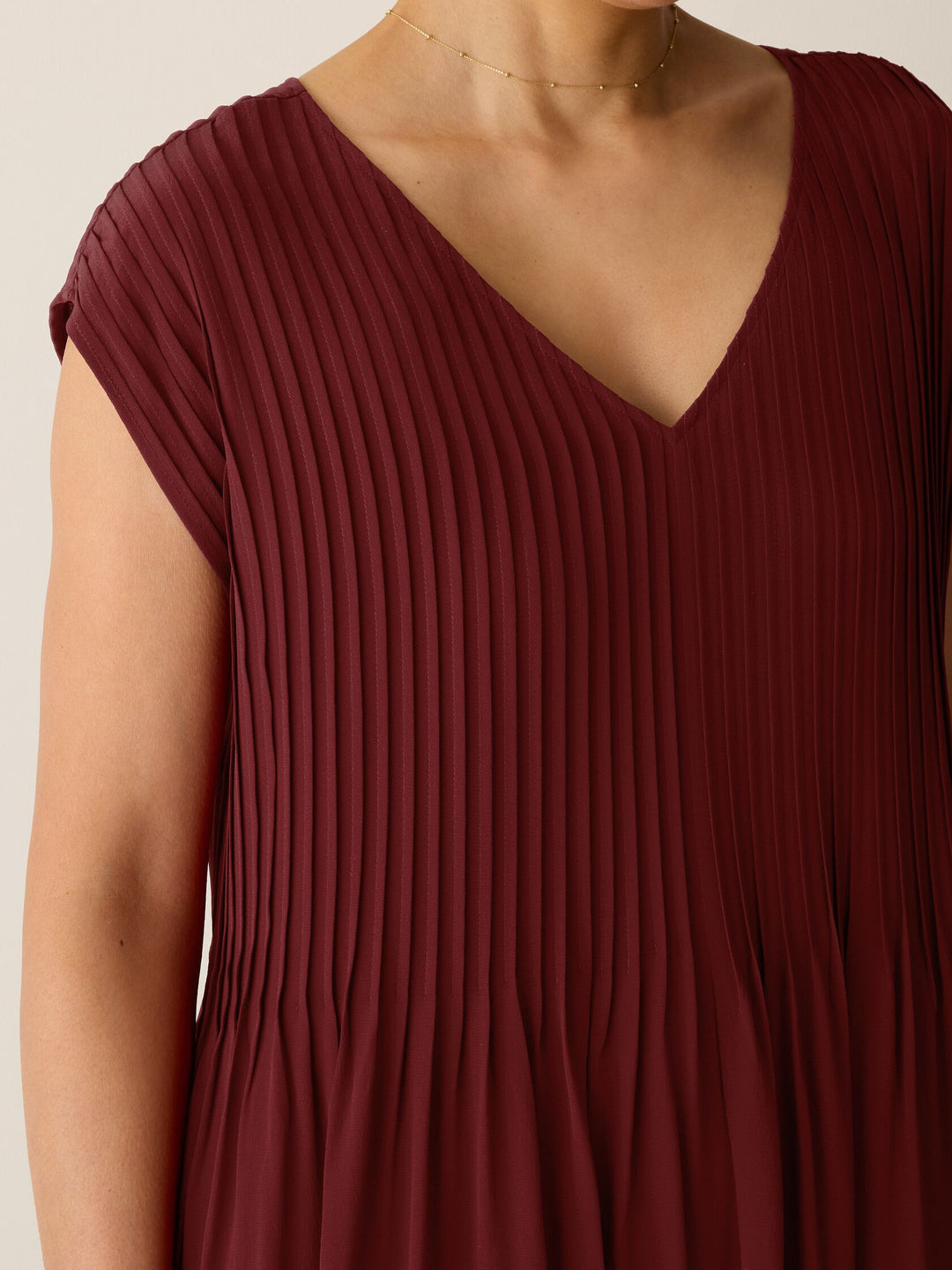 Eileen Fisher V-Neck Full Length Silk Crepe de Chine Dress in Sundried Tomato