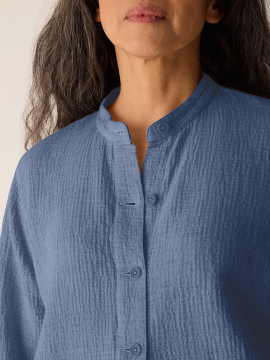 Eileen Fisher Organic Cotton Double Weave Shirt Jacket in Haze