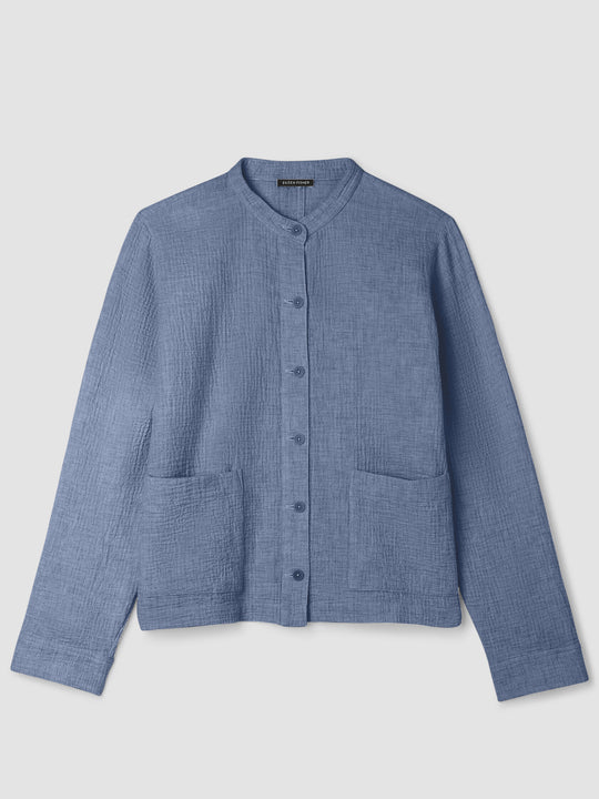 Eileen Fisher Organic Cotton Double Weave Shirt Jacket in Haze