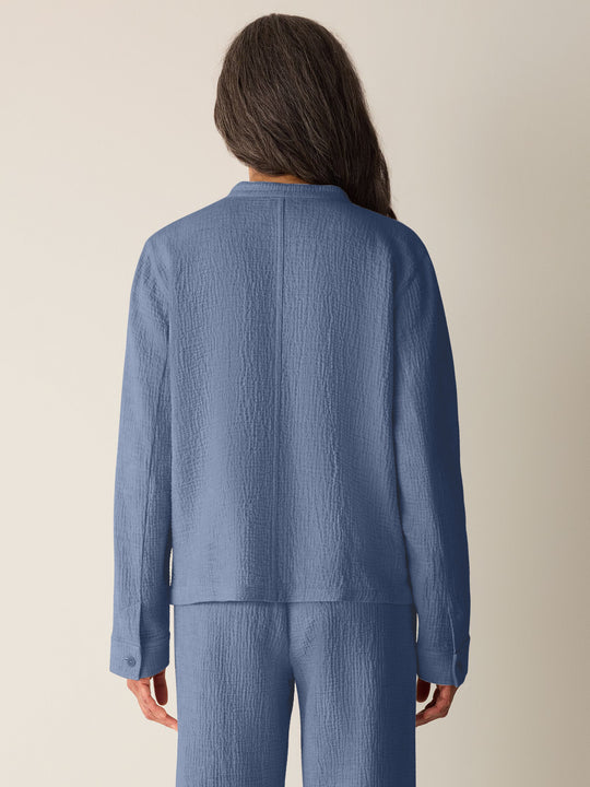 Eileen Fisher Organic Cotton Double Weave Shirt Jacket in Haze