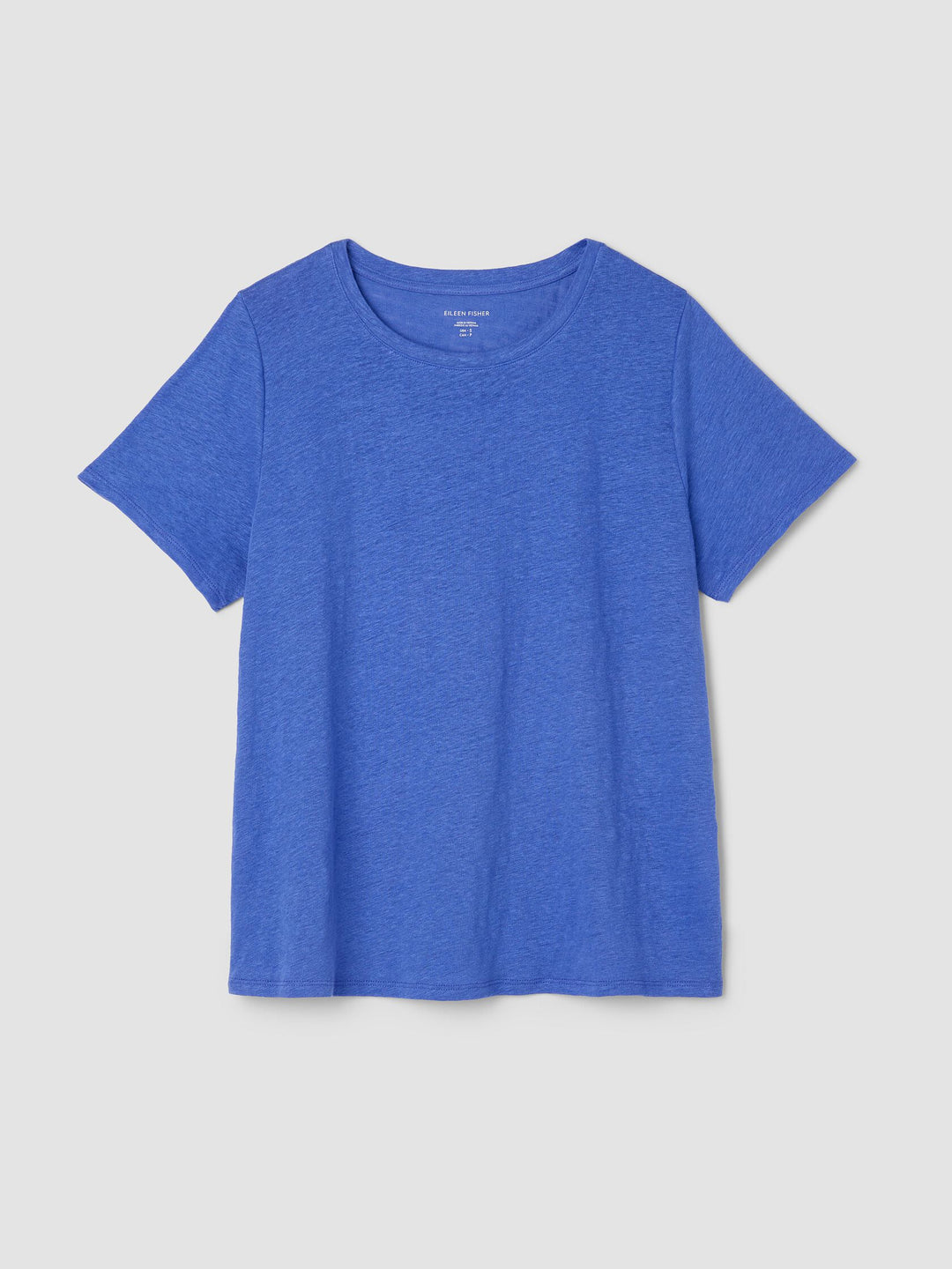 Eileen Fisher Organic Linen Jersey Crew Neck Short Sleeve Tee in Blue Star