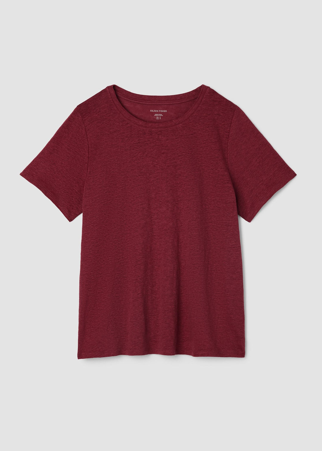 Eileen Fisher Organic Linen Jersey Crewneck Short Sleeve Tee in Sundried Tomato