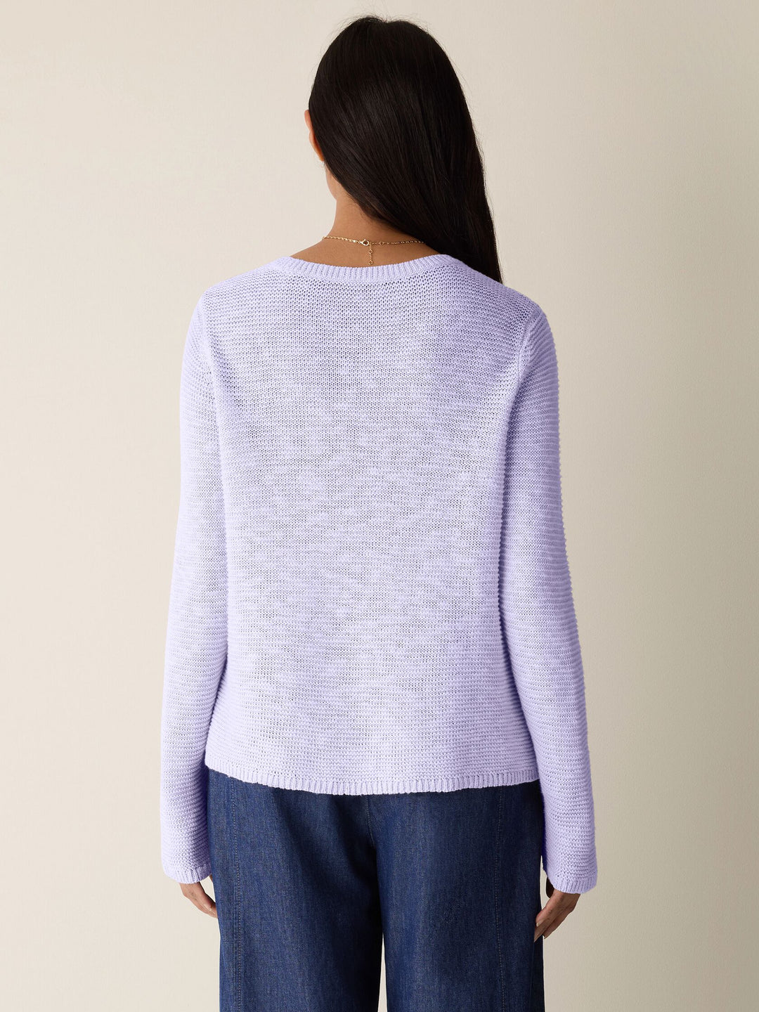 Eileen Fisher Organic Cotton Slub Crew Neck Sweater in Lilac Frost
