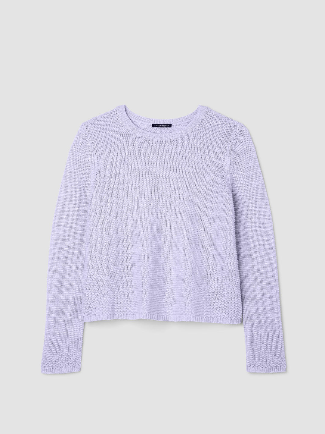 Eileen Fisher Organic Cotton Slub Crew Neck Sweater in Lilac Frost