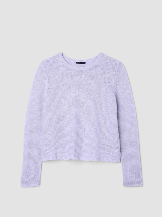 Eileen Fisher Organic Cotton Slub Crew Neck Sweater in Lilac Frost