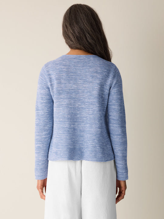 Eileen Fisher Organic Linen Slub Crew Neck Sweater in Haze