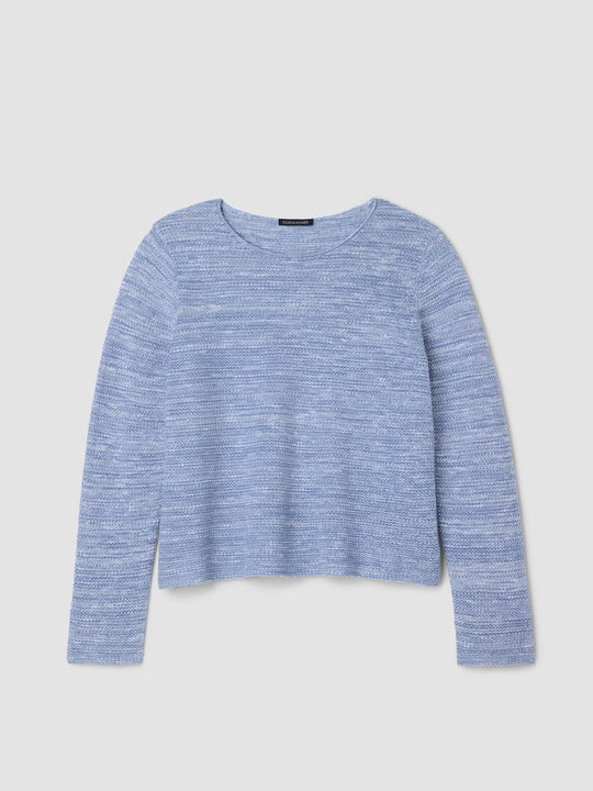 Eileen Fisher Organic Linen Slub Crew Neck Sweater in Haze
