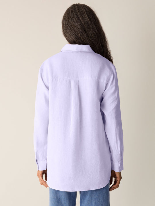 Eileen Fisher Organic Handkerchief Linen Class Shirt in Lilac Frost