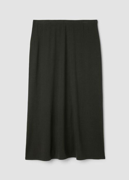 Eileen Fisher black ribbed knit full-length skirt, straight silhouette