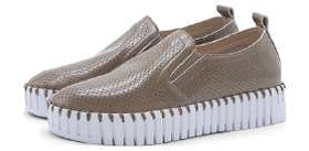 front view of Ilse Jacobsen Latex Finish Slip on Platform in Latte