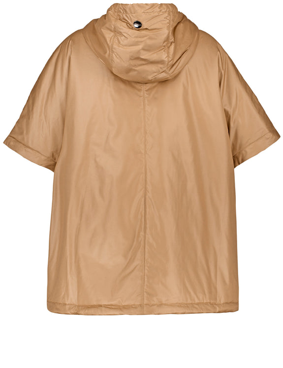 Samoon Zip Front Puffer Vest with Hood in Rustic Oak