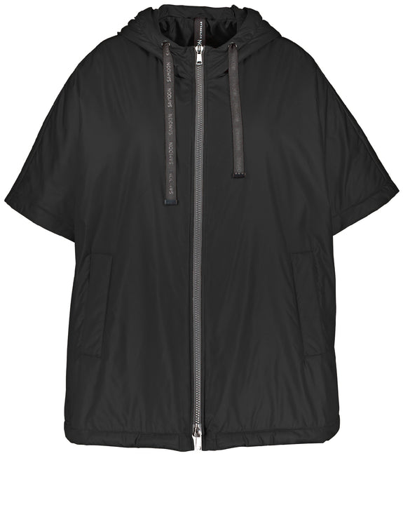 Samoon Zip Front Puffer Vest with Hood in Black