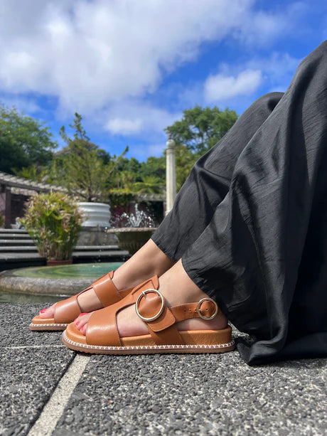 Minx Serene Velcro Strap Sandal in Tan