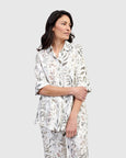 Alembika Linen Print 1/2 Placket 3/4 Sleeve Shirt in Flora