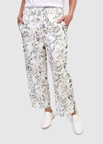 Alembika Print Linen Crop Pant in Flora