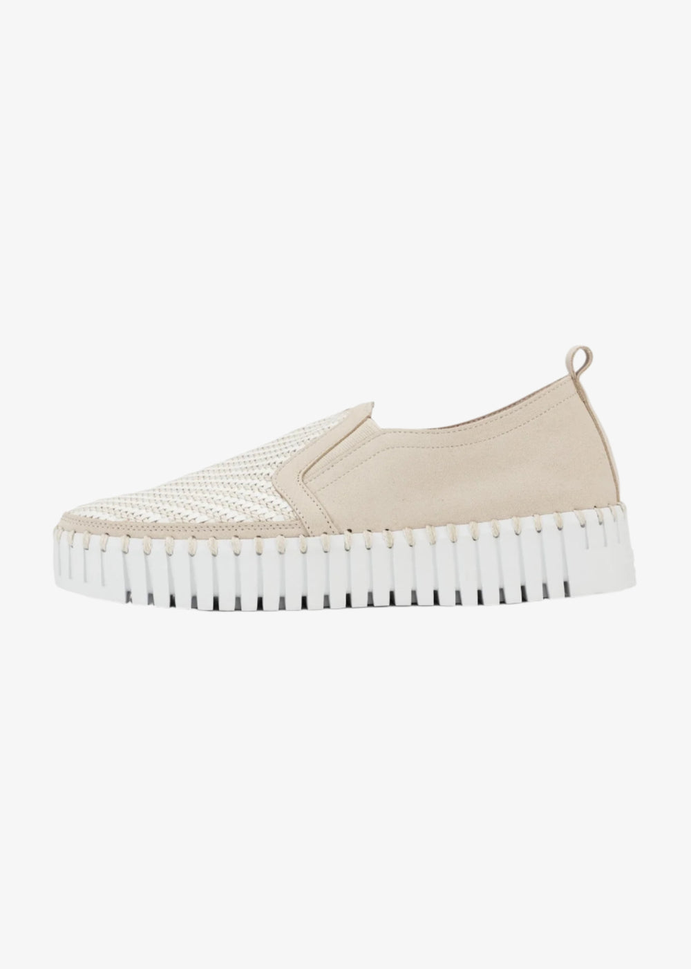 side view of Ilse Jacobsen Tulip Slip on Mixed Textile Platform in Kit White