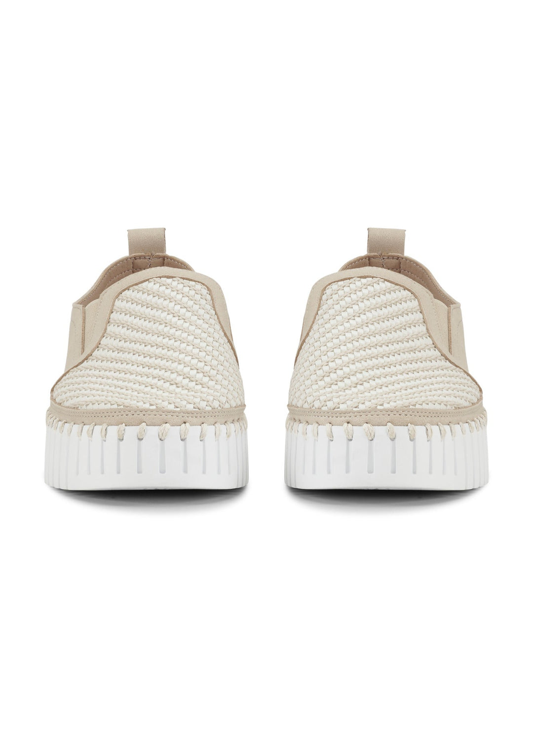 view of front toe Ilse Jacobsen Tulip Slip on Mixed Textile Platform in Kit White