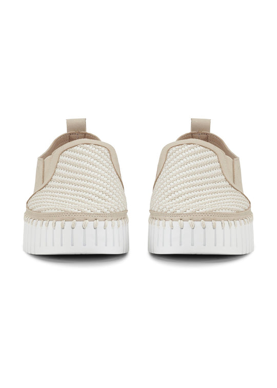 view of front toe Ilse Jacobsen Tulip Slip on Mixed Textile Platform in Kit White