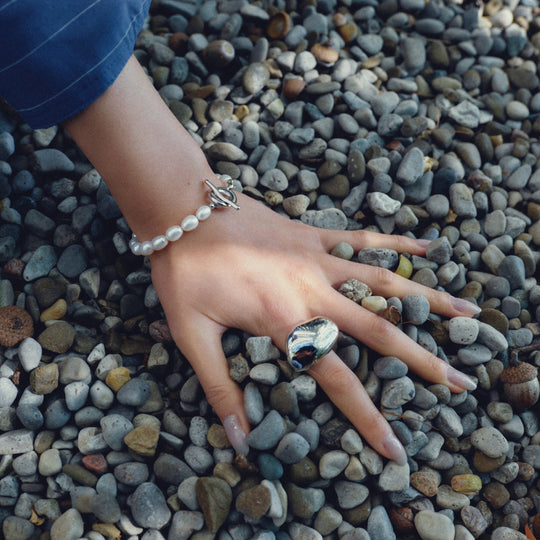Biko Tasia Pearl Bracelet in Rhodium