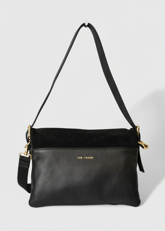 The Trend Suede And Leather Bag in Black
