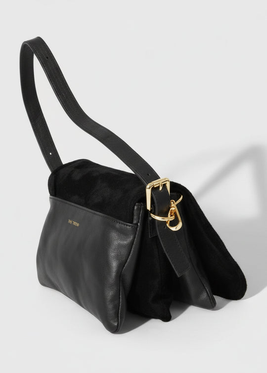 The Trend Suede And Leather Bag in Black