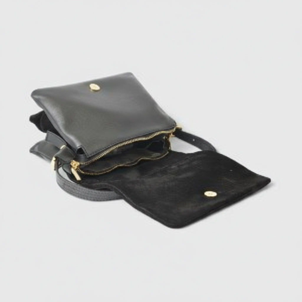 The Trend Suede And Leather Bag in Black