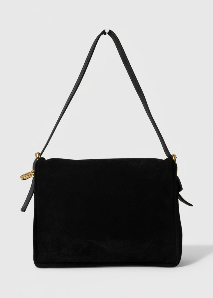 The Trend Suede And Leather Bag in Black