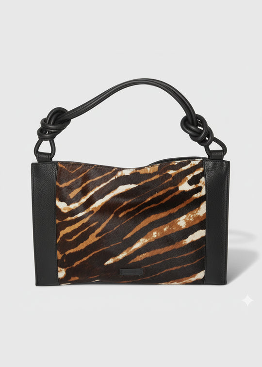 Trend Black Tiger Bag in Brown Animal Print