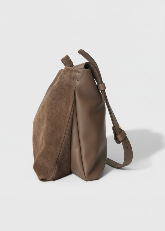 The Trend Suede and Leather Bag in Taupe