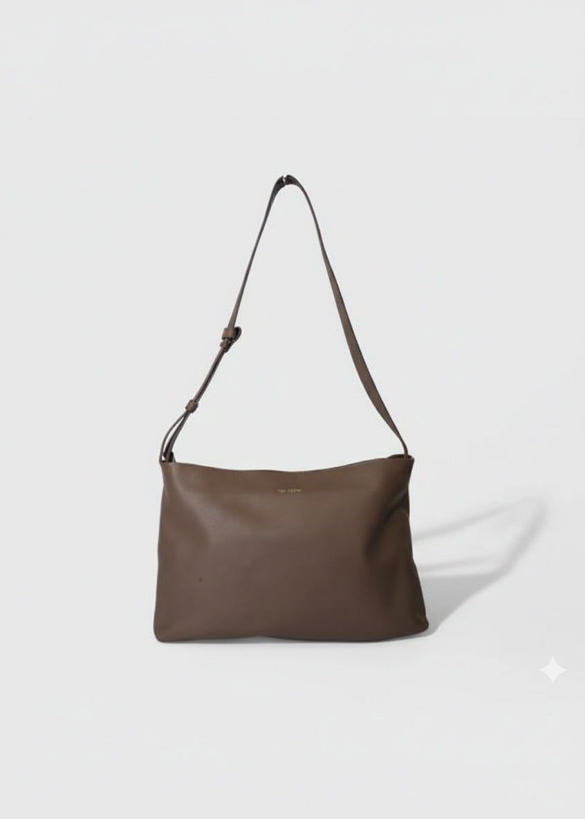 The Trend Suede and Leather Bag in Taupe