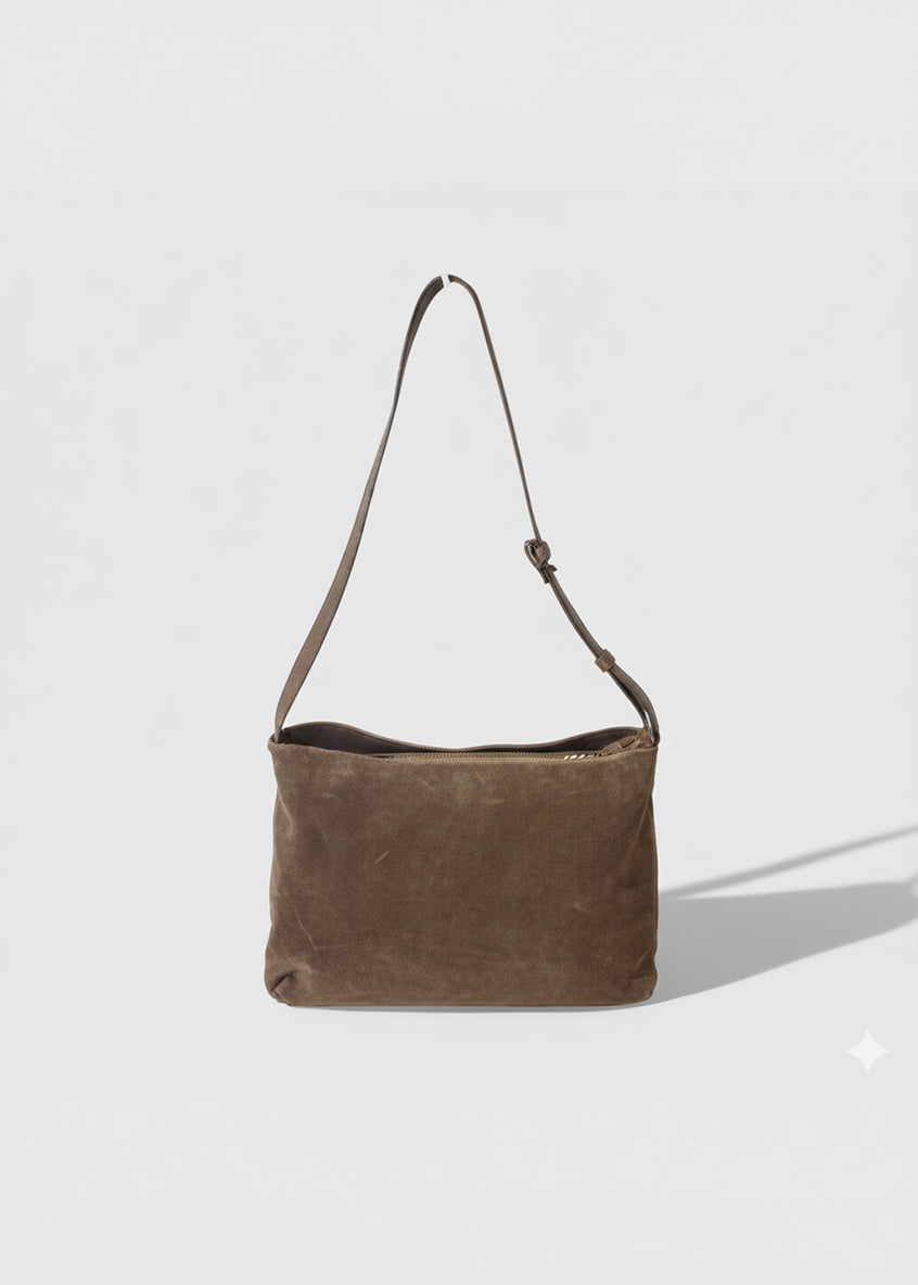 The Trend Suede and Leather Bag in Taupe