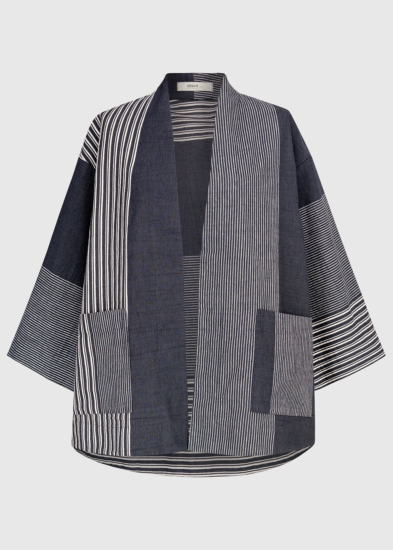 Alembika Mix Striped Edge to Edge Jacket in Dark Bar