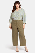 NYDJ Wide Leg Cropped Cargo Stretch Linen Pant in Avocado