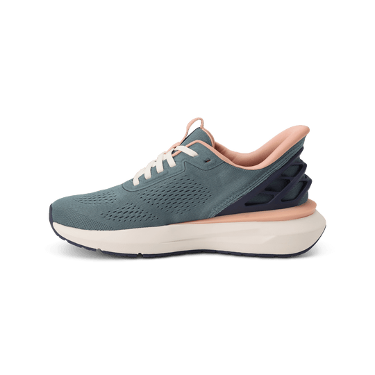 Kizik Athens 2 sneakers in stormy teal with white laces and contrasting navy heel panel