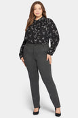 NYDJ Classic Ponte fly Front Trouser in Charcoal Heathered