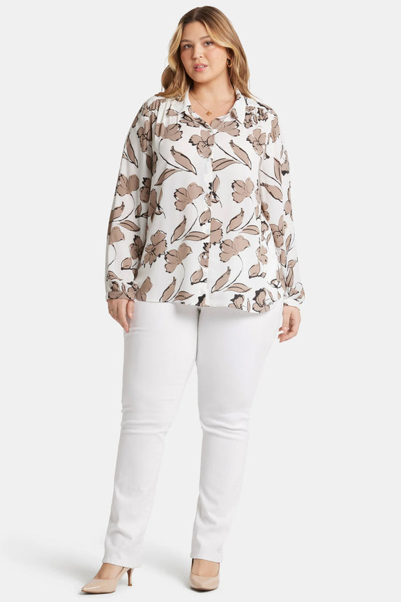 NYDJ Modern blouse with button placket in Lotus Land