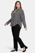 NYDJ Long Sleeve Becky Blouse with split Neck in Dillon Dots Print
