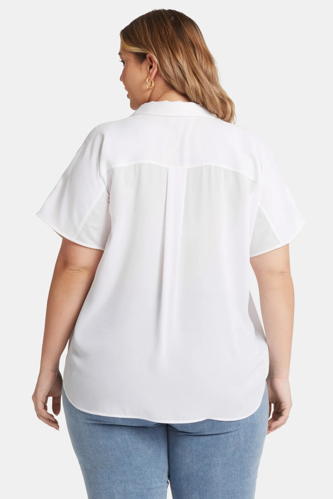 NYDJ Short Sleeve Becky Blouse in Optic White