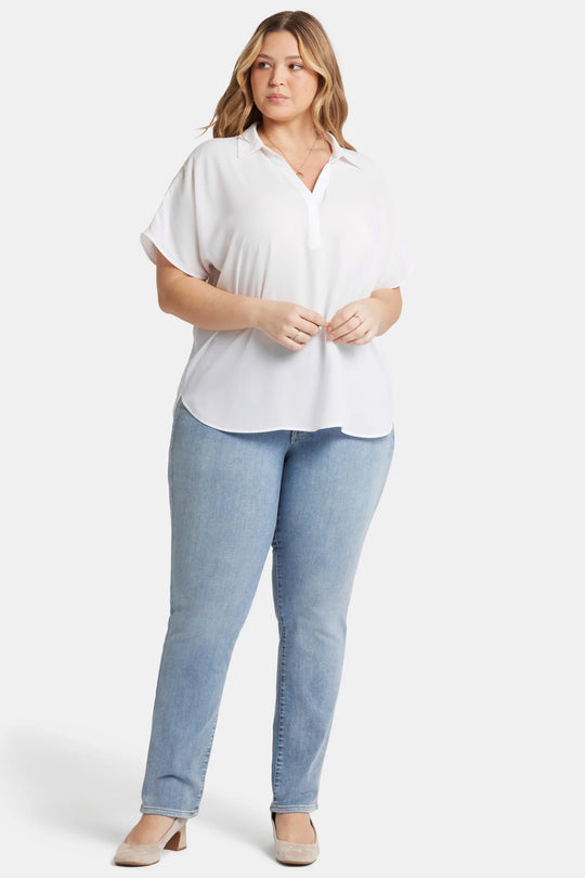 NYDJ Short Sleeve Becky Blouse in Optic White
