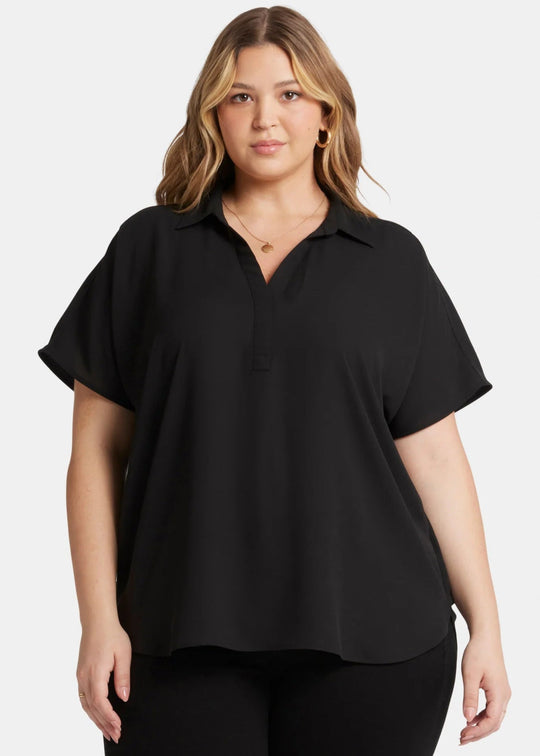 NYDJ Short Sleeve Becky Blouse in Black