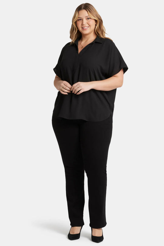 NYDJ Short Sleeve Becky Blouse in Black