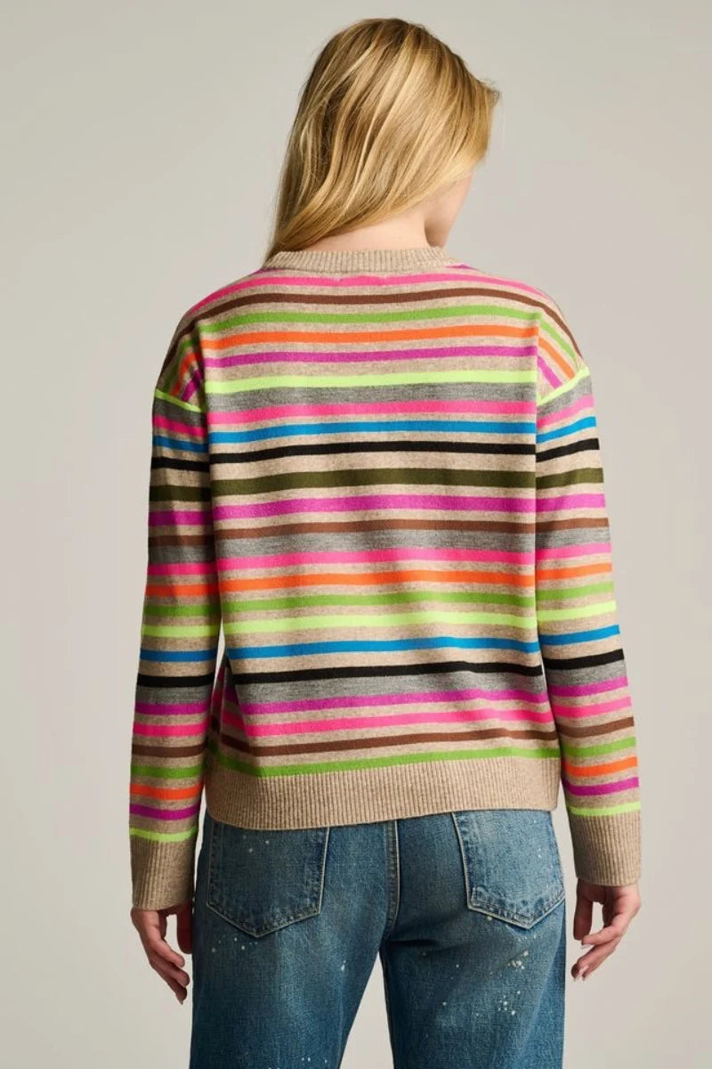 Lisa Todd Hype the Stripe Multi Striped Long Sleeve Pullover in Oat Multi