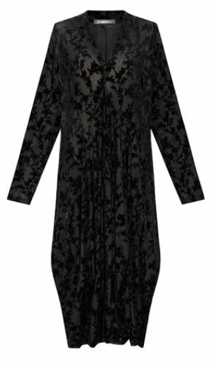 Alembika Black Velvet Floral Burnout V-Neck Dress in Nocturn
