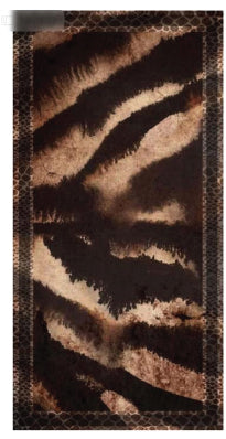 Kala 4 Sided Fringed "Axiom" Silk/Australian Merino Wool Blend Animal Print Scarf