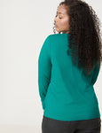 Samoon Long Sleeve V-Neck Modal/Cotton Tee in Emerald