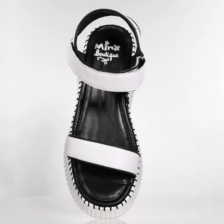 top  view of Minx Blake Platform Sandal in White