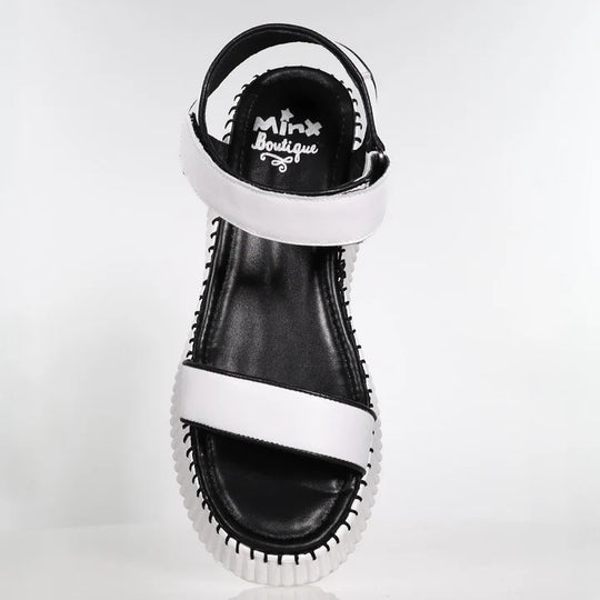 top  view of Minx Blake Platform Sandal in White
